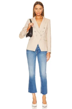 Veronica Beard Miller Dickey Jacket Khaki Melange 9 Veronica Beard Miller Dickey Jacket Khaki Melange -Fashion Clothing VBRD WO104 V5