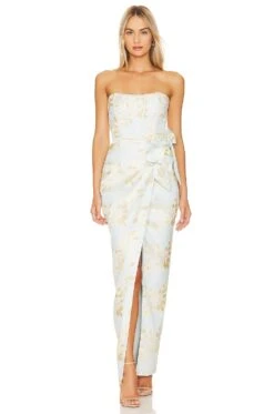 June Gown Ballad Blue Baroque Floral