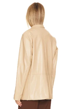 Camila Faux Leather Blazer Bisque -Fashion Clothing VELVET WO395 V4