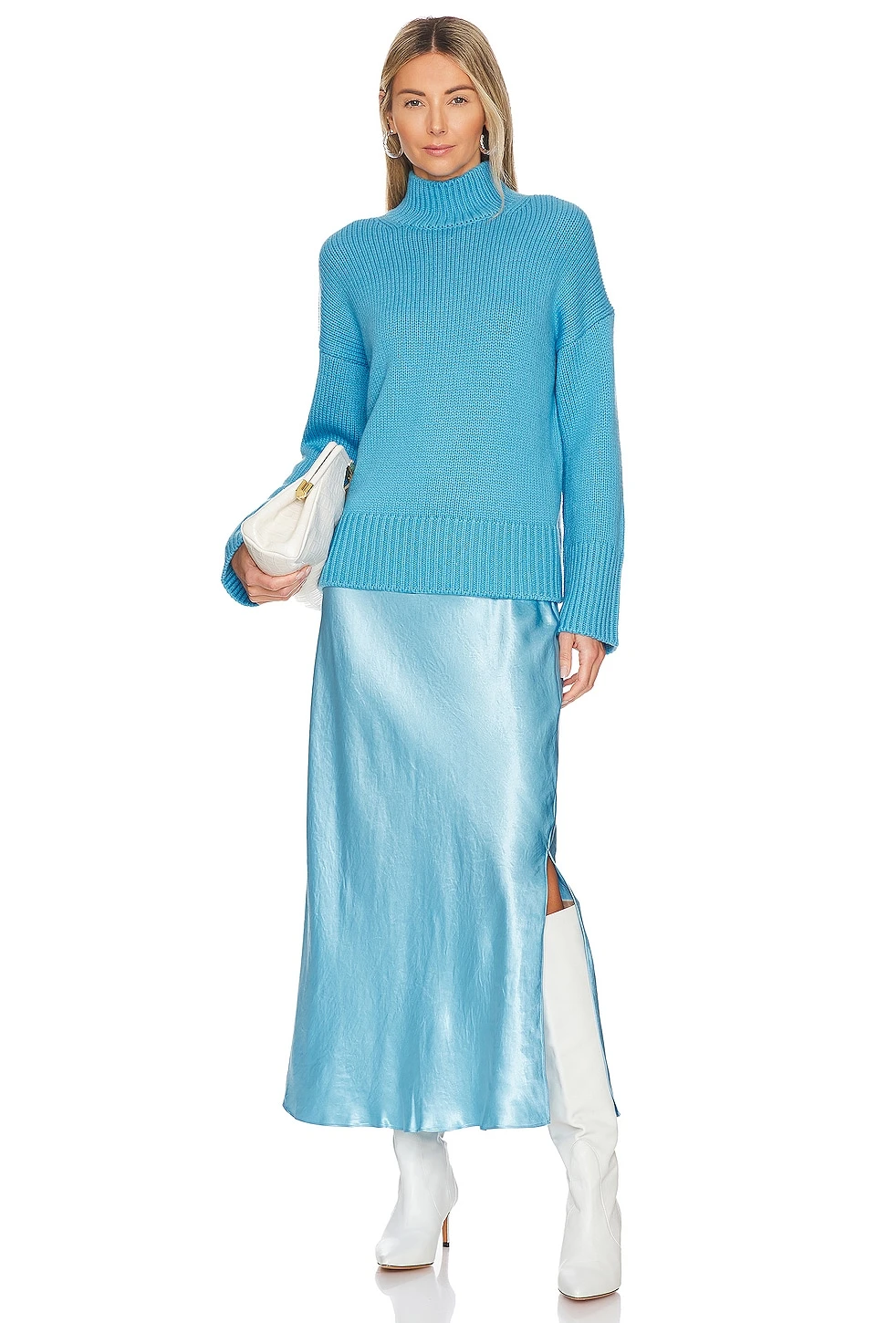 Vince Rib Mock Neck Sweater Fountain 4 Vince Rib Mock Neck Sweater Fountain - Image 4