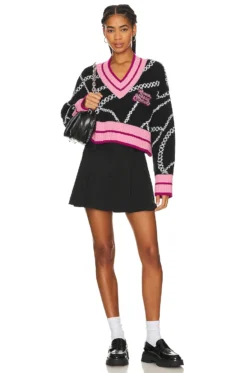 Versace Jeans Couture Cropped V Sweater Black 7 Versace Jeans Couture Cropped V Sweater Black -Fashion Clothing VJEA WK12 V4