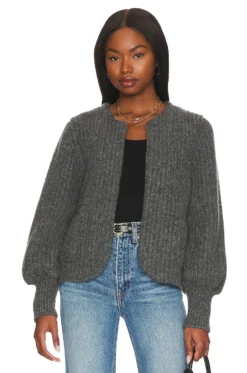 Plush Alpaca Blend Open Jacket Charcoal