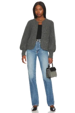 Plush Alpaca Blend Open Jacket Charcoal -Fashion Clothing WWAR WO5 V4