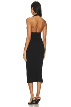 Halter Midi Dress Black -Fashion Clothing WWWR WD87 V3