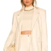 Faux Leather Blazer Ivory