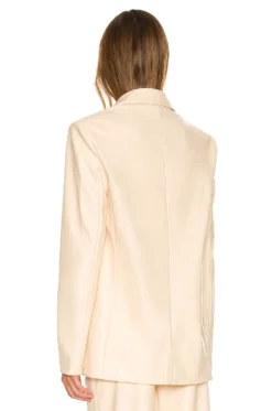 Faux Leather Blazer Ivory 8 Faux Leather Blazer Ivory -Fashion Clothing WWWR WO12 V4