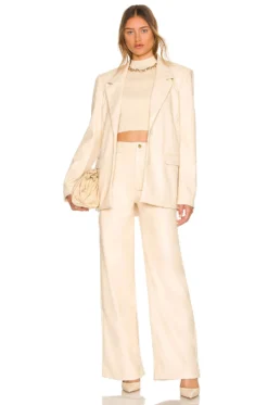 Faux Leather Blazer Ivory 9 Faux Leather Blazer Ivory -Fashion Clothing WWWR WO12 V5