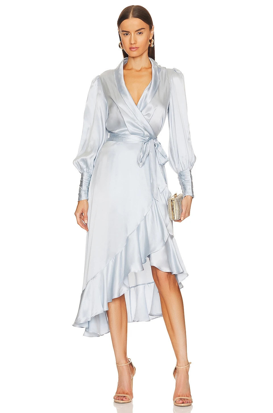 Zimmermann Silk Wrap Midi Dress Ice Blue 7 Zimmermann Silk Wrap Midi Dress Ice Blue - Image 7