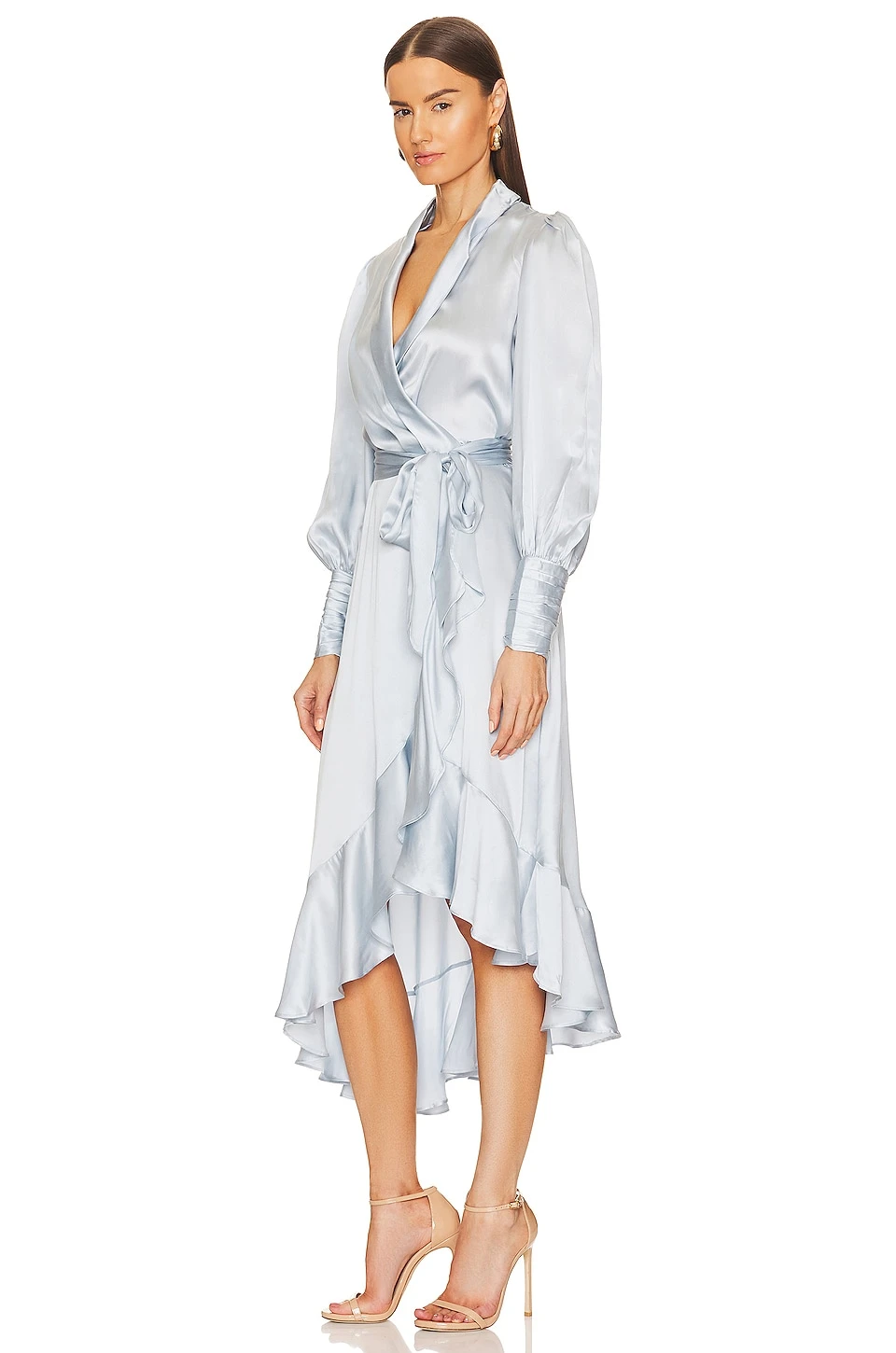 Zimmermann Silk Wrap Midi Dress Ice Blue 3 Zimmermann Silk Wrap Midi Dress Ice Blue - Image 3