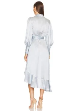 Zimmermann Silk Wrap Midi Dress Ice Blue 10 Zimmermann Silk Wrap Midi Dress Ice Blue -Fashion Clothing ZIMM WD365 V4