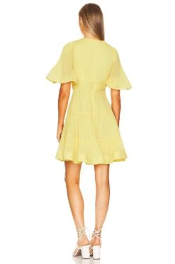 Zimmermann Pleated Mini Dress Lemon -Fashion Clothing ZIMM WD377 V3