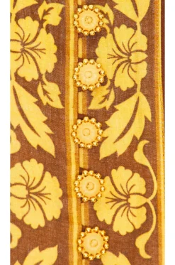 Zimmermann Raie Short Sleeve Blouse Gold Brown Floral -Fashion Clothing ZIMM WS112 V5